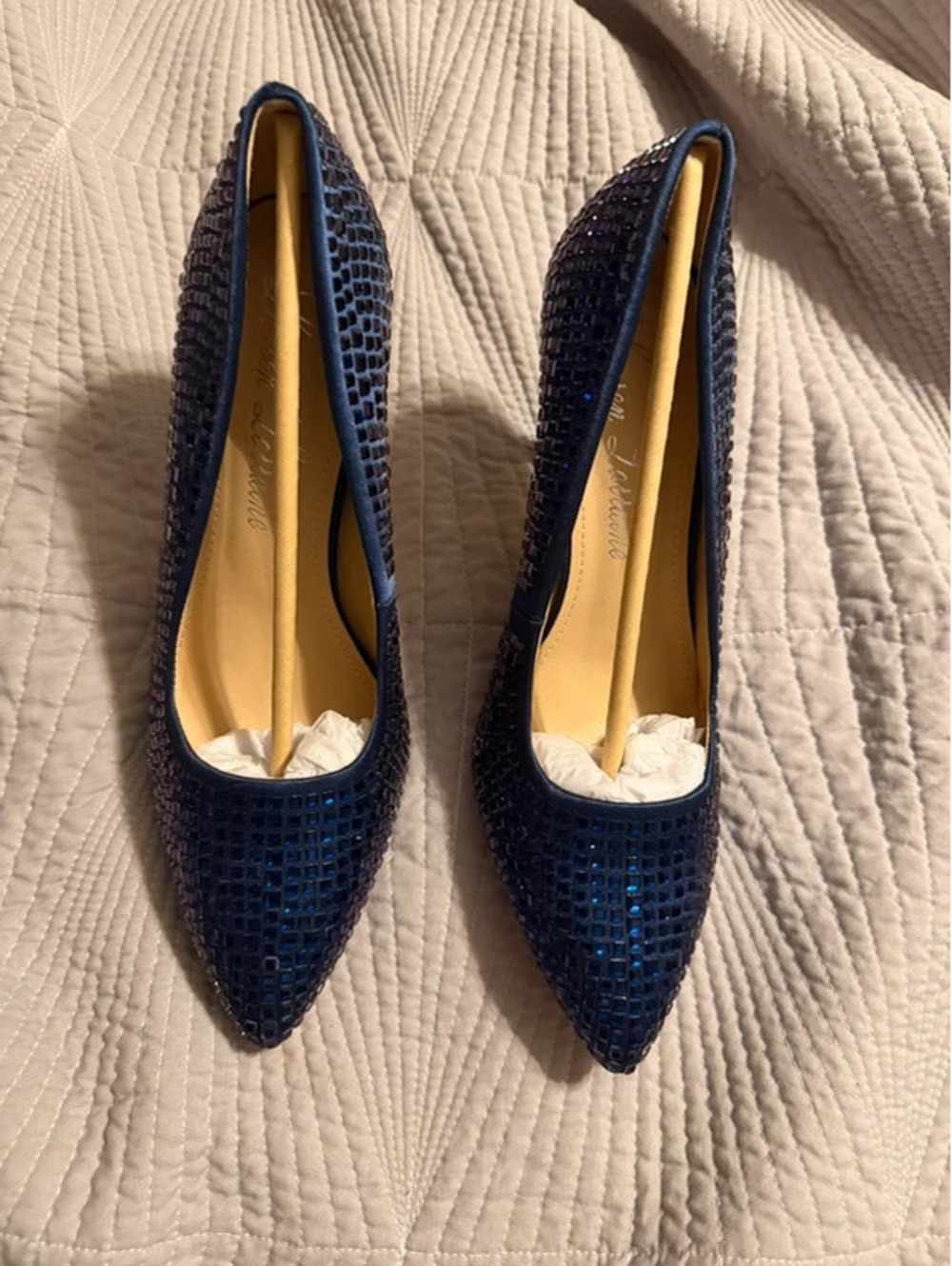 Lauren Lorraine size 10 navy bedazzled heels